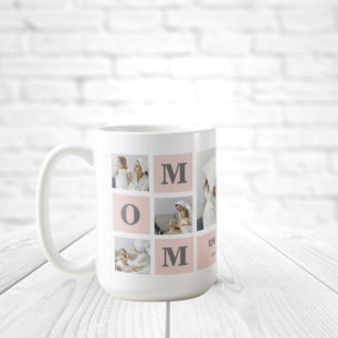Modernes Collage Foto Beste Mama je rosa Geschenk Kaffeetasse