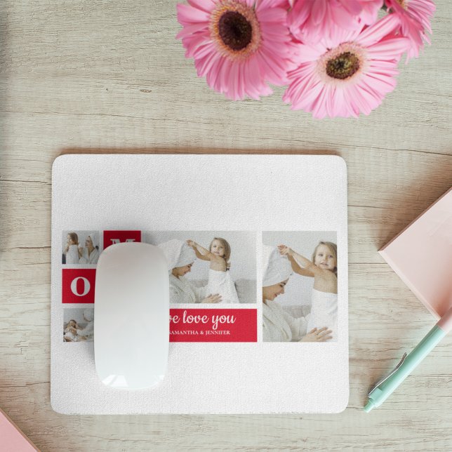 Modernes Collage Foto Beste Mama je Rote Geschenke Mousepad (Von Creator hochgeladen)