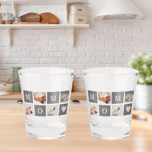 Modernes Collage Foto Beste Mama Rosa & Grau Gesch Schnapsglas