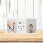 Modernes Collage Foto Bester Vater je Holzkisten Schild<br><div class="desc">"Der beste Vater-Hund aller Zeiten! Dieses moderne Collage Foto vereint die herzzerwärmende Bindung zwischen einem liebenden Vater und seinem wütenden Begleiter. Von langen Spaziergängen im Park bis zu gemütlichen Nächten auf dem Sofa ist dieses dynamische Duo untrennbar. Durch dick und dünn haben sie sich gegenseitig den Rücken und teilen sich...</div>