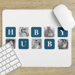 Modernes Collage Foto Blue Best Hubby je Geschenk Mousepad<br><div class="desc">Das "Modern Collage Foto Blue Best Hubby Ever Gift" ist ein personalisiertes Foto-Geschenk, das eine Bildersammlung mit den besten Momenten zeigt, die Sie und Ihr geliebter Ehemann gemeinsam haben. Diese besondere Version ist mit einem blauen Motiv gestaltet und ist eine stilvolle und zeitgenössische Ergänzung zu jeder Dekoration. Dieses Geschenk eignet...</div>