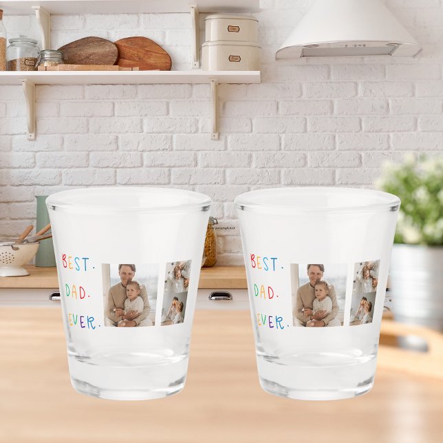Modernes Collage Foto Farbenfroh Bester Vater je G Schnapsglas (Von Creator hochgeladen)