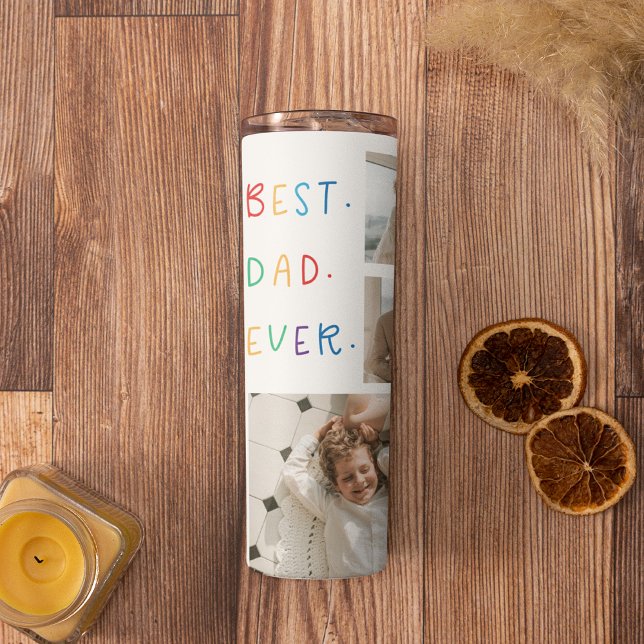 Modernes Collage Foto Farbenfroh Bester Vater je G Thermosbecher (Von Creator hochgeladen)