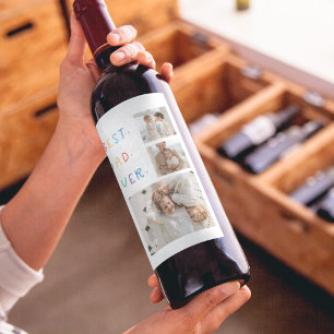 Modernes Collage Foto Farbenfroh Bester Vater je G Weinetikett