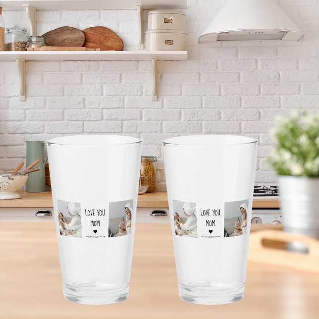 Modernes Collage Foto Liebe Mama Bestes Geschenk Glas (Von Creator hochgeladen)