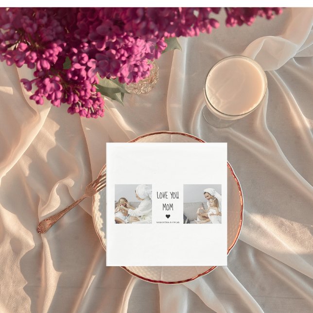 Modernes Collage Foto Liebe Mama Bestes Geschenk Serviette (Von Creator hochgeladen)