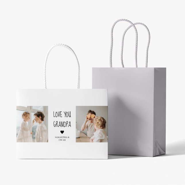 Modernes Collage Foto Liebe Opa Bestes Geschenk Große Geschenktüte (Von Creator hochgeladen)