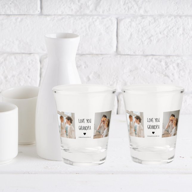 Modernes Collage Foto Liebe Opa Bestes Geschenk Schnapsglas (Von Creator hochgeladen)