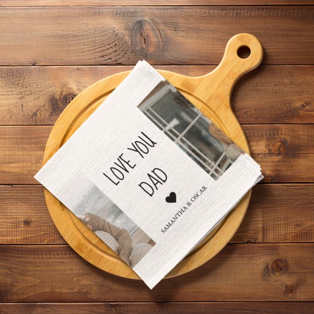 Modernes Collage Foto & Liebe Sie Vater Geschenk Geschirrtuch (Von Creator hochgeladen)