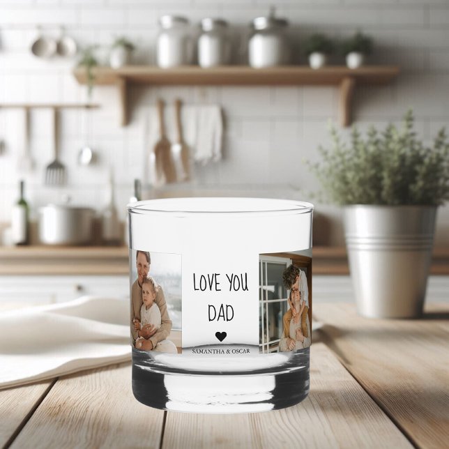 Modernes Collage Foto & Liebe Sie Vater Geschenk Whiskyglas (Von Creator hochgeladen)