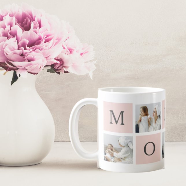 Modernes Collage Foto & Pastell Pink Mommy Geschen Kaffeetasse (Von Creator hochgeladen)