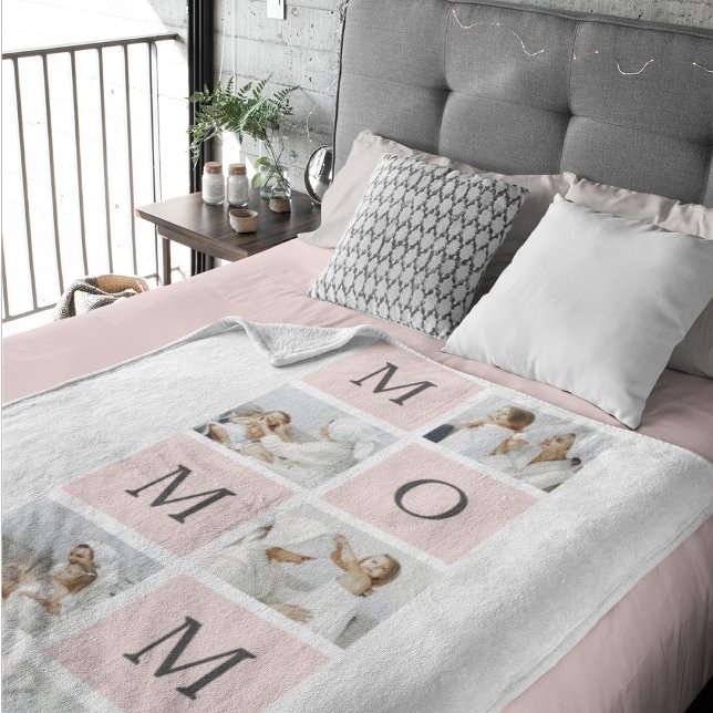 Modernes Collage Foto & Pastell Pink Mommy Geschen Sherpadecke (Von Creator hochgeladen)