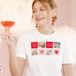 Modernes Collage Foto Rot & Rosa Beste Mama je Ges T-Shirt