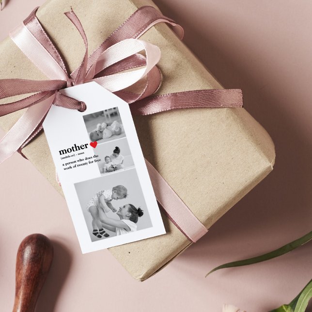 Modernes Collage Foto & Text Red Heart Mother Gift Geschenkanhänger (Von Creator hochgeladen)