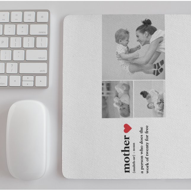 Modernes Collage Foto & Text Red Heart Mother Gift Mousepad (Von Creator hochgeladen)