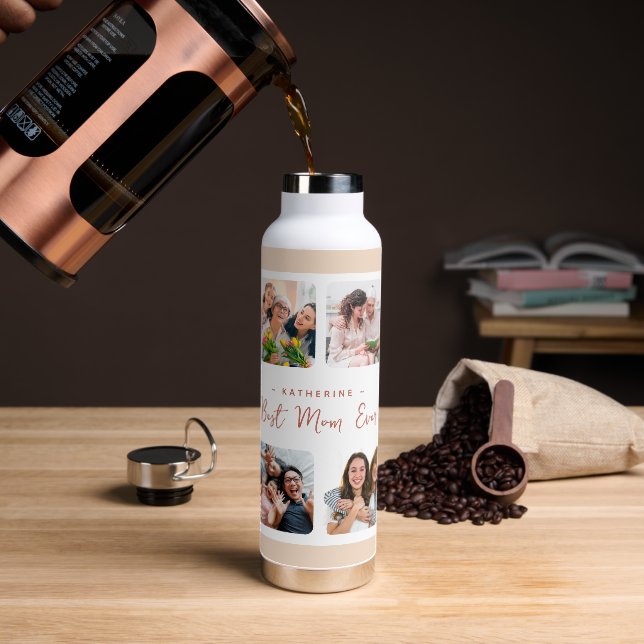 Modernes Collage Personalisiert Foto Mama Geschenk Trinkflasche (Kaffee)