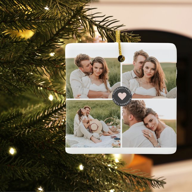 Modernes Collage Personalisiertes Familiengeschenk Keramikornament (Von Creator hochgeladen)