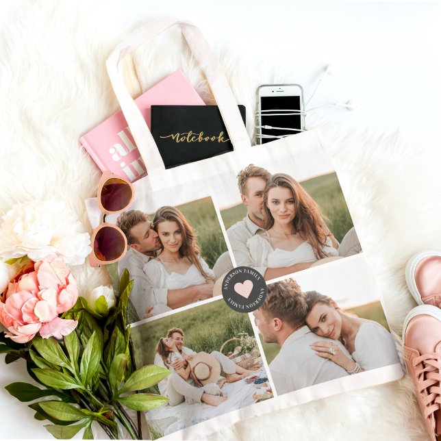 Modernes Collage Personalisiertes Familiengeschenk Tragetasche (Von Creator hochgeladen)