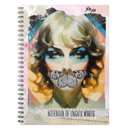 Modernes Collage-Portrait-Notizbuch unausgesproche Notizblock
