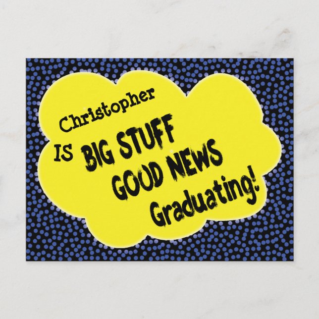 Modernes Comic Abschluss Save the Date Annoucement Postkarte (Vorderseite)