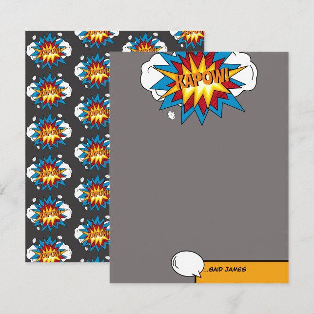 Modernes Comic Buch KAPOW Pop Kunst Mitteilungskarte (Vorne/Hinten)
