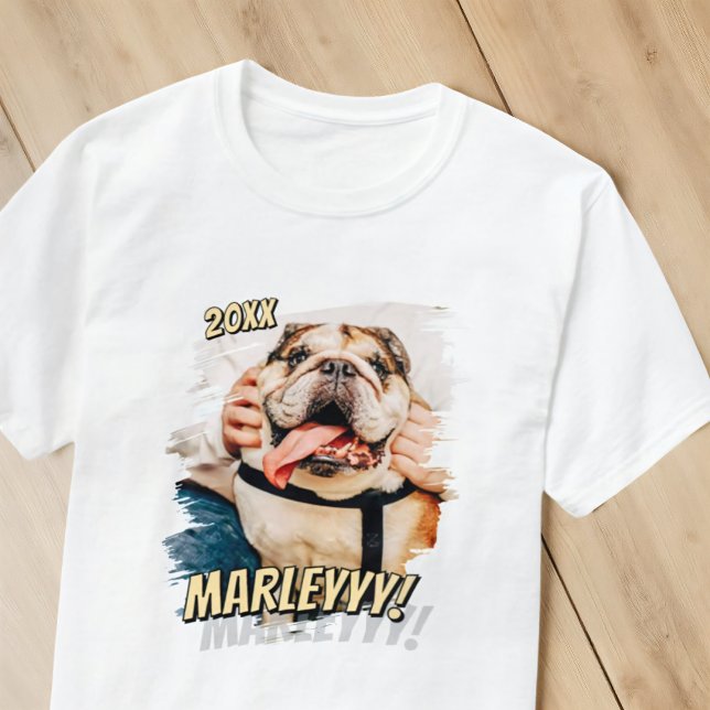 Modernes Comic Einfaches Cooles Grunge Custom Pet  T-Shirt (Von Creator hochgeladen)