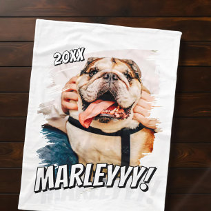 Modernes Comic Einfaches Grunge Custom Pet Foto Fleecedecke