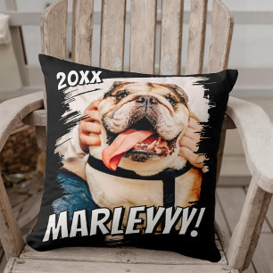 Modernes Comic Einfaches Grunge Custom Pet Foto Kissen