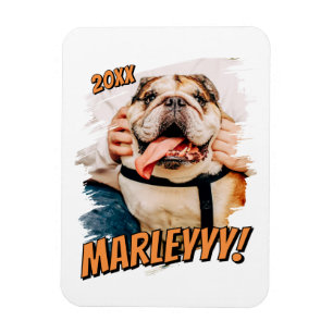 Modernes Comic Einfaches Grunge Custom Pet Foto Magnet