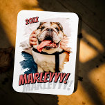 Modernes Comic Einfaches Grunge Custom Pet Foto Magnet<br><div class="desc">Dieses einfache und klassische Design besteht aus Serifentypografie und fügt ein individuelles Foto Ihres Haustieres hinzu.</div>
