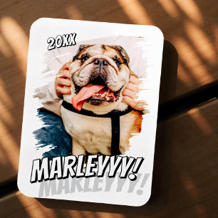 Modernes Comic Einfaches Grunge Custom Pet Foto Magnet