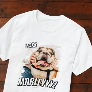 Modernes Comic Einfaches Grunge Custom Pet Foto T-Shirt