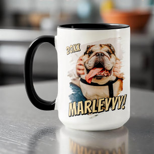 Modernes Comic Einfaches Grunge Custom Pet Foto Tasse