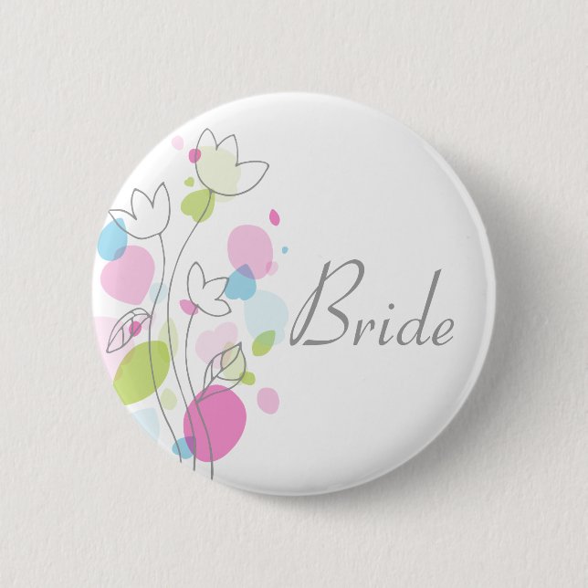 Modernes Confetti Braut Button / Taste (Vorderseite)