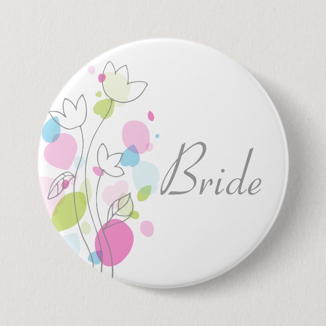 Modernes Confetti Braut Button / Taste (Vorderseite)