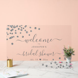 Modernes Confetti Brautparty Willkommen Silver Acrylschild