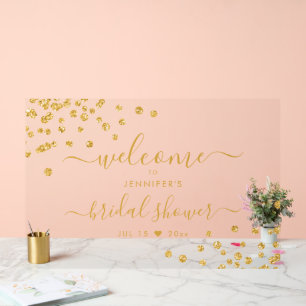 Modernes Confetti Script Brautparty Willkommen Gol Acrylschild