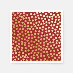 Modernes Confetti-Tupfen-Rot und Gold Serviette