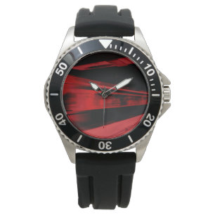Modernes, cooles Bewegungskonzept in Rot und Schwa Armbanduhr
