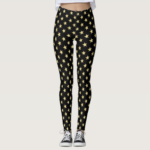 Modernes, Cooles Black Gold Stars Sportteam Muster Leggings