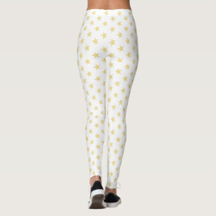 Modernes, Cooles Design des White Gold Stars Sport Leggings