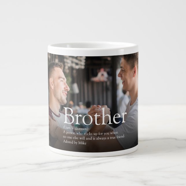 Modernes Cooles Fun Foto Bester Bruder je Definiti Jumbo-Tasse (Vorderseite)