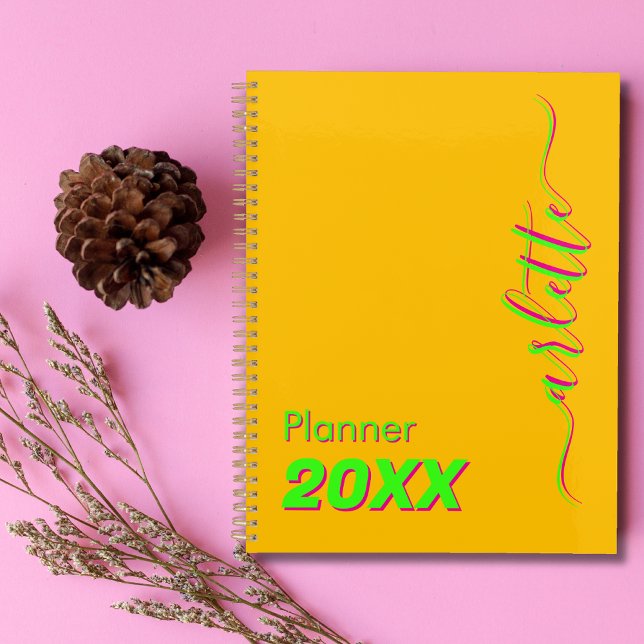 Modernes Cooles Neon Amber Wochen und Monat 2025 Planer (Von Creator hochgeladen)