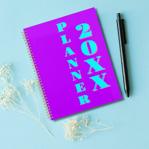 Modernes Cooles Neon Lila Wochen und Monat 2025 Planer