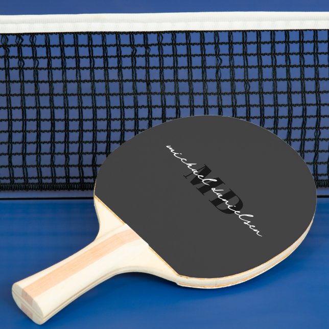 Modernes Cooles Schwarz-Weiß-Script-Anfangsmonogra Tischtennis Schläger (InSitu)