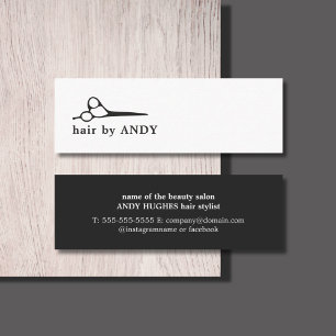 Modernes, Cooles Schwarz-weißes Scheren Mini Visitenkarte