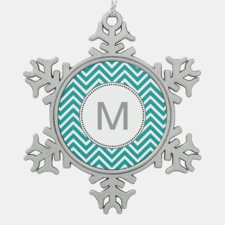 Modernes, cooles, trendiges, aquamarines Zickzack  Schneeflocken Zinn-Ornament