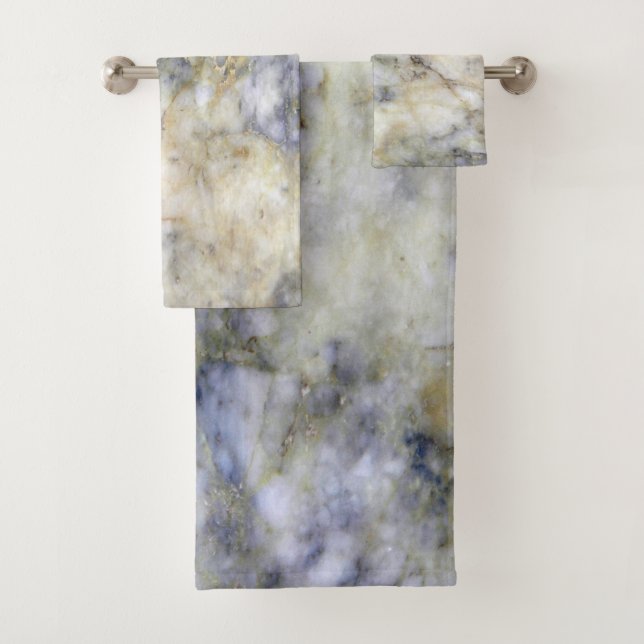 Modernes, Cooles, trendiges, blaues Marmorsteinmus Badhandtuch Set (Insitu)