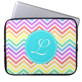 Modernes, cooles, trendy Regenbogen-Zickzack Monog Laptopschutzhülle