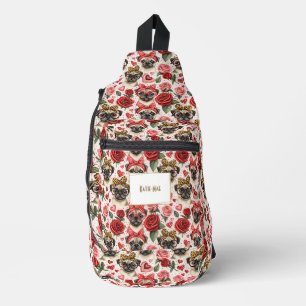 Modernes Coquette Mops Dog Muster Personalisiert Crossbody Bag